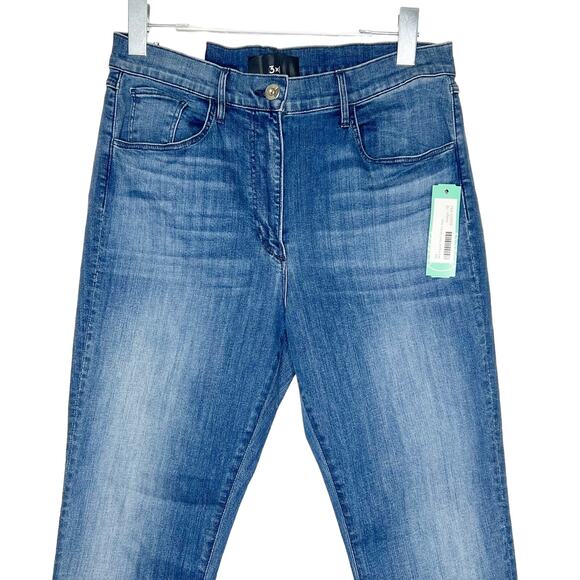 3X1 W3 Frayed Hem Skinny Cropped Jeans High-Rise Indigo Medium Wash Size 12 NWT - Picture 5 of 14
